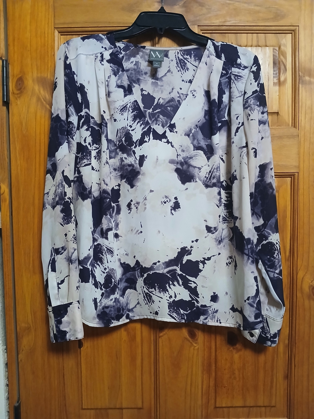 Worthington Abstract Floral Top In Purple And White
